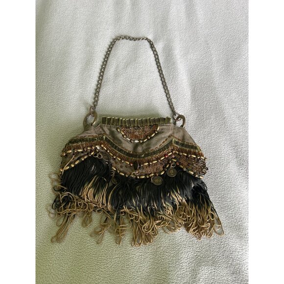 Decorative Vintage Purse Handbag Queen Elizabeth Charm Embellish Chain  Velvet - Picture 6 of 8